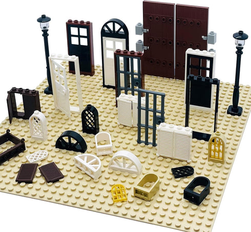 Building Bricks Kit, Glasses, Windows and Doors Set Accessories for Kids, Compatible with Major Brands