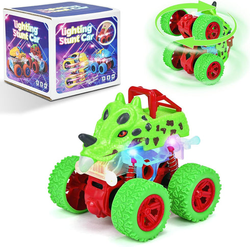 TQBYNJ Monster Truck Toy for Toddlers Aged 2-4 - Light Up Dinosaur Car