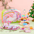 35Pcs Set Set, 3 4 5 6 JOYIN Unicorn Tea Party for Little Girls, Pretend Tin Teapot Princess Tea Time Play Kitchen Toy