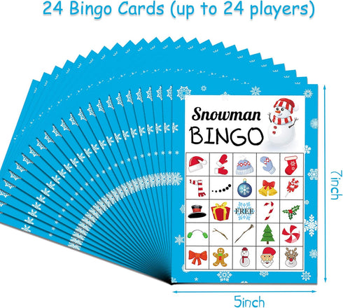 Joy Bang Christmas Bingo Game for Kids & Adults, Snowman Bingo Game for 24 Players Christmas Party Activities