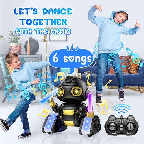 BAIWU 6+ Robot Toys for Kids,RC Robot with Gesture Sensing & LED Eyes,Star Projector and Music,Easter Gifts for Years