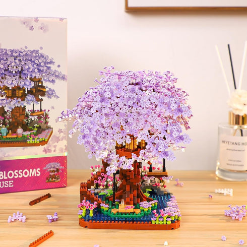 Cherry Blossom Bonsai Tree Mini Building Set, Japanese Sakura Tree House Model for Adults and Kids (2200PCS)