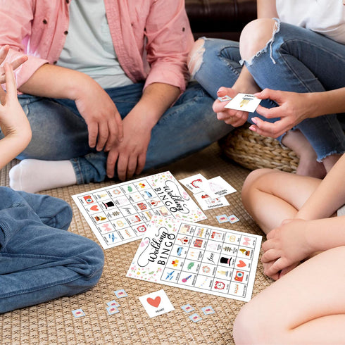 Wedding Party Bingo Game Cards for 24 Players, Bridal Shower Bingo for Family and Friends - 001