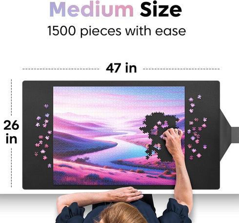 26 47 Inches 1500 Packaging Premium Puzzle Mat - x - Up to Pieces - Jigsaw Puzzle Roll Up Mat - Non Slip Rubber Bottom