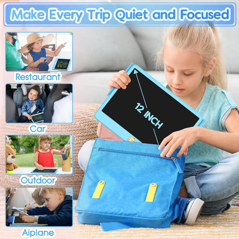 LCD Writing Tablet for Kids 12 Inch, Erasable Doodle Board for Boys Girls, Travel Essentials, Christmas Gift