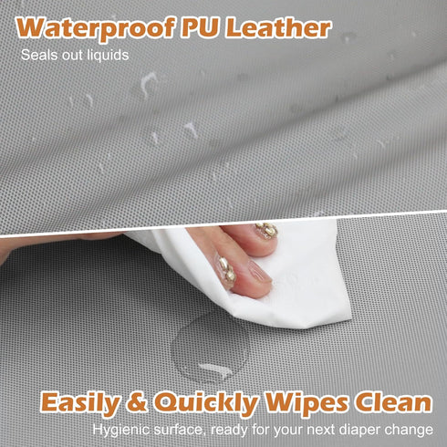 32" 16.6" Vegan Leather Baby Changing Pad, Waterproof & Wipeable Soft Diaper Changing Mat x Comfortable Infant Changing
