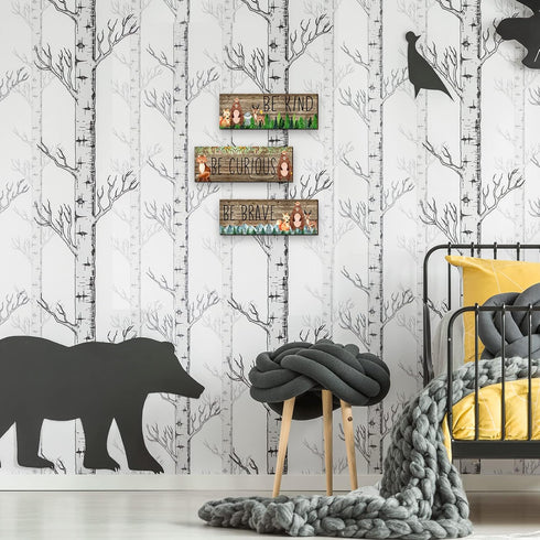 3 11 4 Inch Jetec Pcs Woodland Animal Nursery Decor Safari Wall Art Be Kind Brave Curious Cute Light Brown Nursery