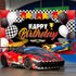 Car Racing Happy Birthday Backdrop, Car Themed Party Decorations, Photo Background for Birthday Photography Decor