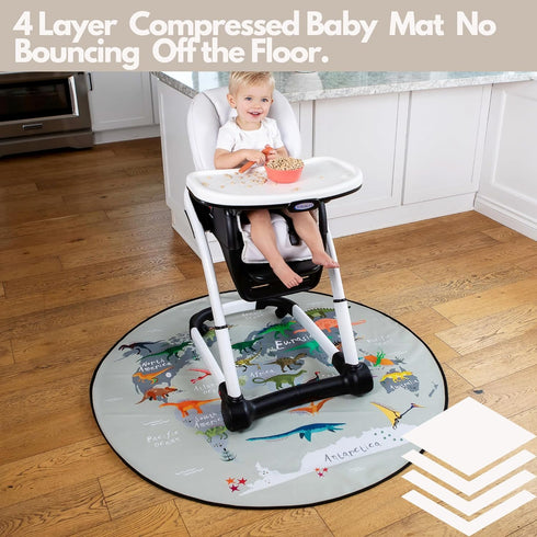 BABYBOET Splat Mat for Baby – Under High Chair Floor Mat Protects Wood, Vinyl and Carpet from Spills – Waterproof 4 Layer Baby Mat with Anti-Skid Backing Deters Bunching and Sliding (53” x 53") by BABYBOET