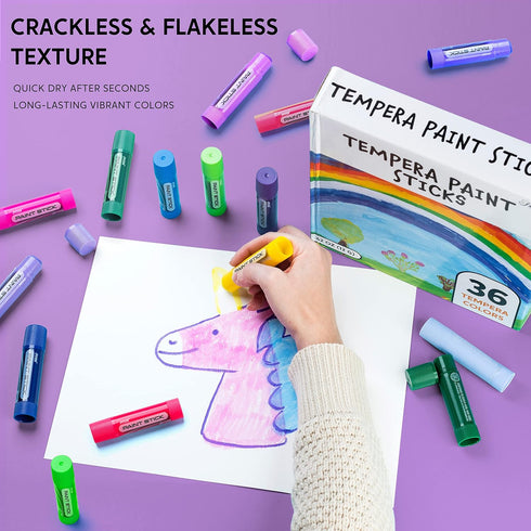 36 JOYIN Colors Washable Tempera Paint Sticks, Art Supplies, Paint for Kids, Quick Drying and No Mess Arts Project