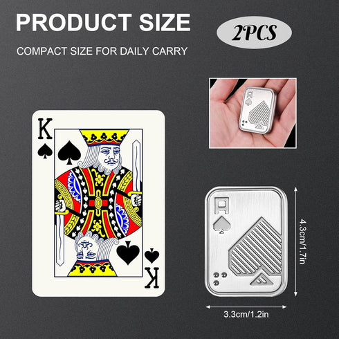 2 Pcs Metal Poker Fidget Slider,Magnetic EDC Fidget Toys,Stress Relief Poker Push Card,Cool Metal Fidget Toy Manually