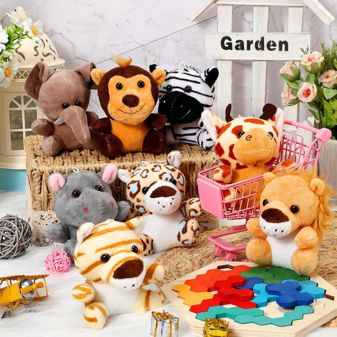 HyDren 24 Pcs Mini Stuffed Forest Animals, 4.8 Inch Plush Jungle Toys for Classroom Gifts, Stocking Stuffers