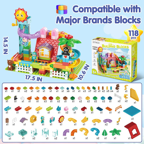 XYNGU Set 3 4 5 6 7 8 Kid Marble Run Building Blocks with Elevator Spiral Lift,Gift Toy Bricks Marble Maze Ball Race