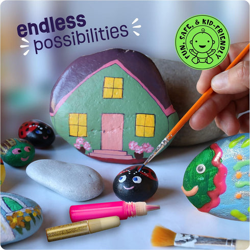 6-12 6, 7, 8, 9, 10, 11 12 Dan&Darci Kids Rock Painting Kit - Glow in The Dark - Gifts Arts & Crafts for Boys and Girls