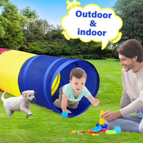 PigPigPen Kids Tunnel for Toddlers, Pop Up Play Tunnel Tent for Babies and Dogs, Indoor & Outdoor Playset (Classic 2
