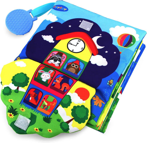 Infant Soft Book, Educational Baby Books 6 to 12 Months, Nontoxic Fabric Touch & Feel Crinkle Cloth for Babies