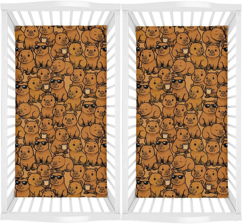 ZDCUSTOM Changing Pad Cover for Girls Boys 2 Pack, Capybara Print Soft Diaper