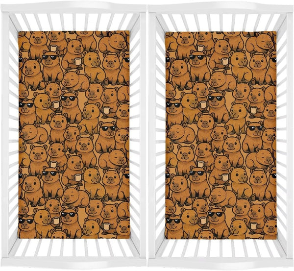 ZDCUSTOM Changing Pad Cover for Girls Boys 2 Pack, Capybara Print Soft Diaper