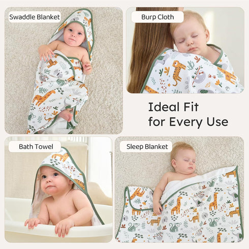 Newborn,100% 2 Pack 32x32 Inch Hooded Baby Towels for Cotton Baby Bath Towels with Hood for Infant Toddler Boy Girl