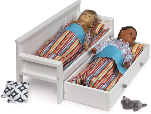 Badger Basket Toy Doll Sofa and Daybed Combo with Trundle Bed for 18 inch Dolls, White/Multi