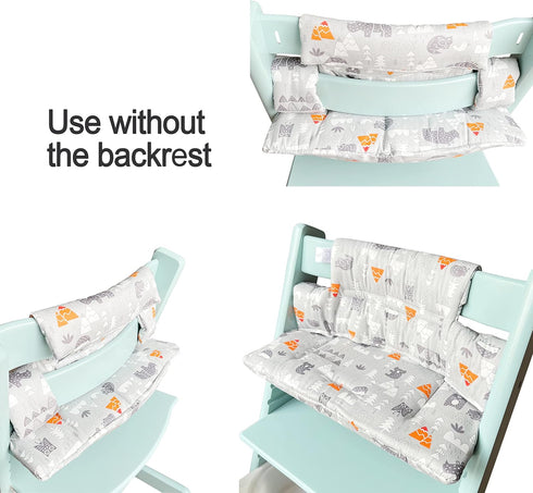 ZARPMA Highchair Cushion Compatible with Stokke Tripp Trapp Chiar High Chair Insert Cotton Fabric Cover Filled