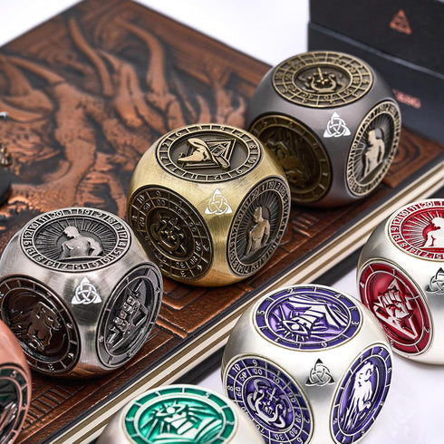 Spinner,7 1 Metal Fidget in Unique Polyhedral Fantasy Gaming Dice for Tabletop RPG Accessories(Bronze)