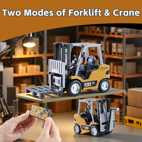 Cranes,1/64 Truck,2 1 GRANTLEY Remote Control RC Forklift Mini Rechargeable Forklift in Transform Lift Fork & Hook