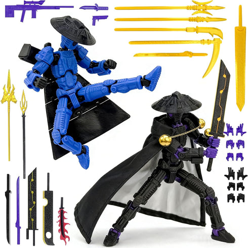 KAMOVNY T13 3D Printed Action Figure Set 2PCS Fully Assembled Multi-Jointed Robot Toys