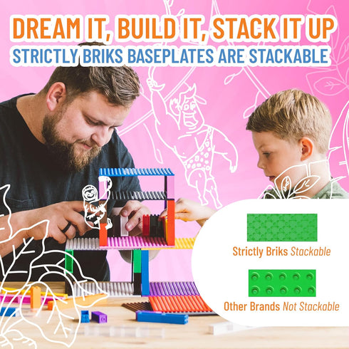 Strictly Briks Classic Big Briks Stackable Baseplates, Large Pegs for Ages 3 and Up, Green, 1 Piece, 13.75" x 16.25"