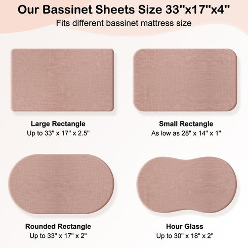2 Pack Baby Bassinet Sheets TPU Waterproof Soft Muslin Bedside Bassinet Mattress Sheets with Bottom Elastic Band