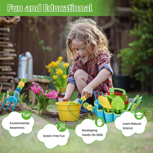 Set,6 Set FITNATE Green Kids Garden Tools PCS Gardening Tools for Kids Including Watering Can, Shovel, Rake, Fork