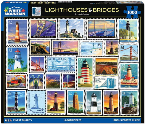 1000 24"x30" White Mountain Piece Jigsaw Puzzle Coastal Scenic Landmark Collage Puzzles with Large Pieces for Adults