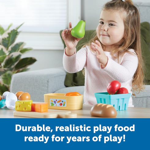 Learning Resources New Sprouts Farm-to-Table Fresh Market - Pretend Play Food for Kids, Grocery and Kitchen Play Toys