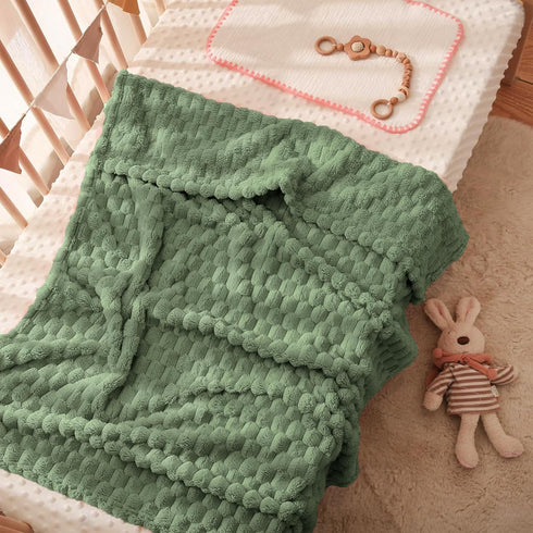 HOMRITAR Baby Blanket 3D Flannel Fleece Fluffy for Boys Girls, Soft Plush Breathable Bed Blanket, 30 x 40 Inch, Olive