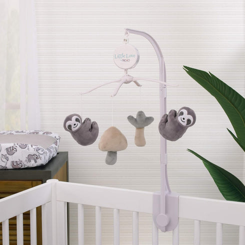 Grey & White Sloth Musical Mobile - Let's Hang Out Nursery Decor