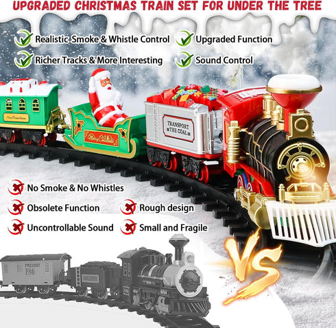 NEUBSAW Set 3 4 5 6 7 8+ Christmas Train - Hanging Train Toys Around Under The Christmas Tree w/Smoke, Whistle (Turn