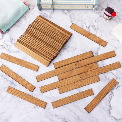 BESTOYARD 40Pcs Dollhouse Flooring Models 1:12 Scale Mini Wooden Floor Boards, Geometric Doll House Furniture Tiles