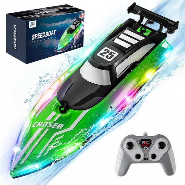 JOI MEW RC Boat with LED Lights for Kids, 2.4Ghz Remote Control