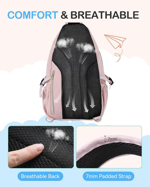 Pack 2 AGPTEK GPTEK Diaper Sling Bag, Small Crossbody Bags for Mom with Insulted Pockets & Water Bottle Holder
