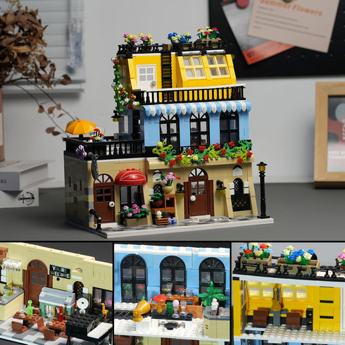 ENJBRICK Flowers City Hotel House Building Kit for Adults, Creator Toy Set with Apartment and Shops, 1464 pcs