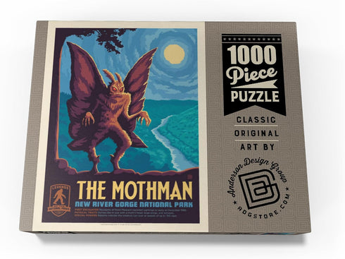 MyPuzzle Legends of The National Parks: New River Gorge's Mothman Vintage Poster - Premium 1000 Piece Jigsaw Puzzle