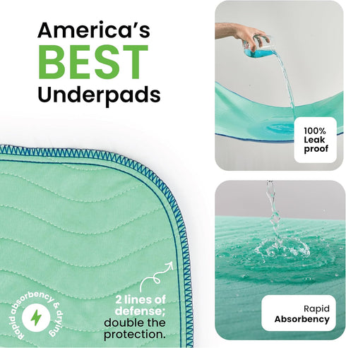 34" 36" (Pack 4) IMPROVIA Washable Underpads, x of - Heavy Absorbency Reusable Bedwetting Incontinence Pads for Kids