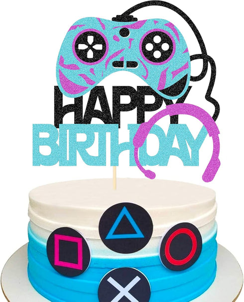 Video Games Level Up Happy Birthday Cake Toppers, Gamers Birthday Party Favors for Video Game