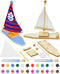 Jenaai 10 Pcs DIY Wooden Boat Kits, Unfinished Wood Blank Craft Model Boat Toy for Kids DIY Projects, Handmade Gift
