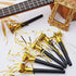 Skylety 18 Pcs Party Blower Noisemakers, Gold Musical Blowouts for Halloween, Christmas, New Year, Birthday Party