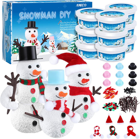 Aneco 9 Pack Christmas Snowman DIY Craft Kit: Build Snowman Decorating Kit for Holiday Fun