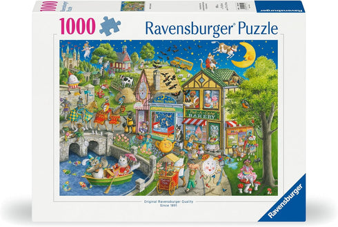 1000Piece Ravensburger Mother Gooseville Jigsaw Puzzle | Premium Linen-Structured Paper | Enchanting Nursery Rhyme
