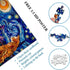 PICKFORU Cat Puzzles for Adults 1000 Pieces, Stained Glass Purple Iris Flowers and Moonlit Cat