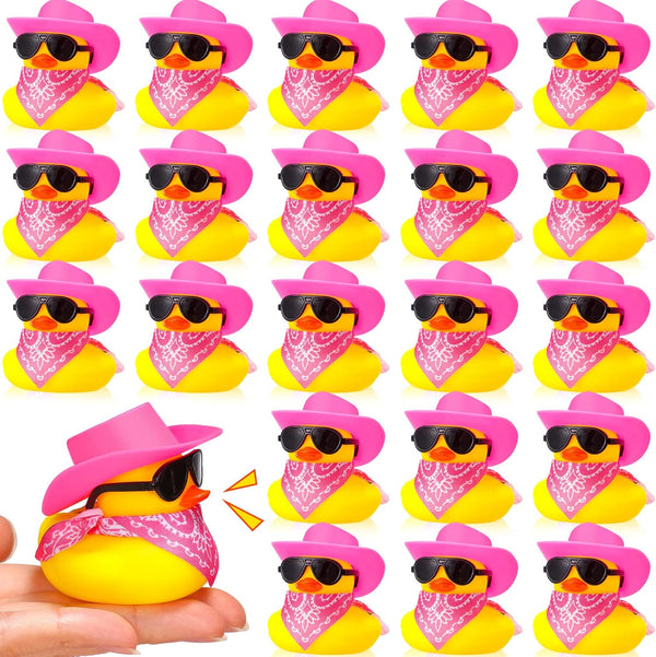 Sosation 24 Set Cowboy Rubber Duck Bulk Mini Yellow Duckies Bath Party