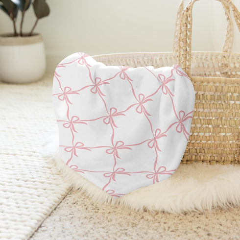 47in. Sweet Jojo Designs Baby Swaddle Blanket (Pink Bows) for Girls, Infant/Newborn Stretchy Lightweight Jersey